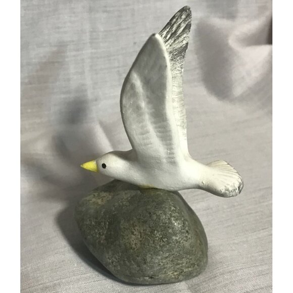 Handcrafted Seagull On Rock Sculpture By Joni B.C. Canada Nautical Beach House - Picture 7 of 10